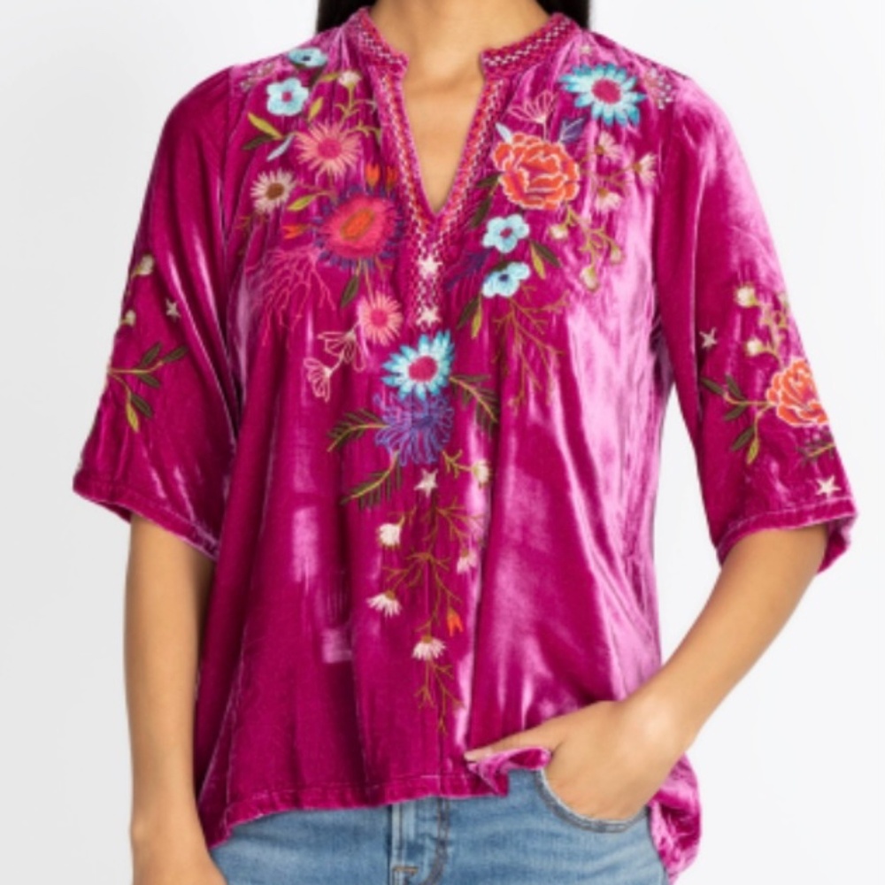 Johnny Was Ulla Velvet Easy v-neck blouse NWT Gorgeous!